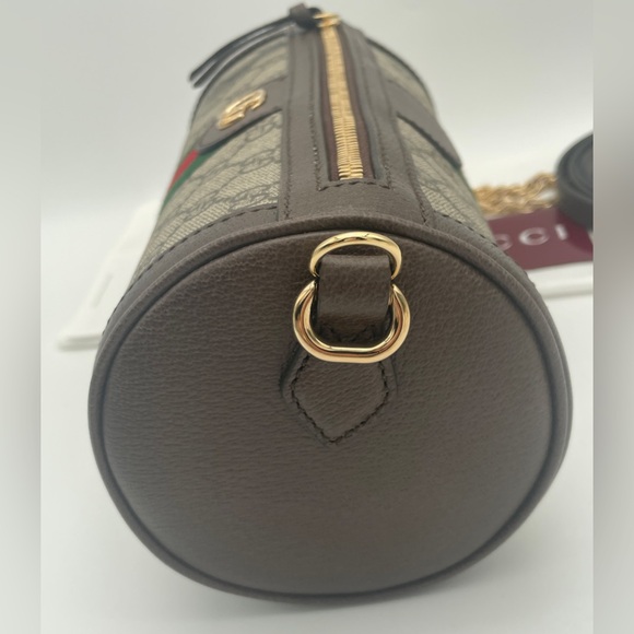 NEW!  GUCCI BARREL GG SUPREME OPHIDIA ZIP CROSSBODY SHOULDER BAG AUTHENTIC - Picture 11 of 14